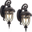 2 Lámparas exterior bronce 18pulg vidrio sembrado