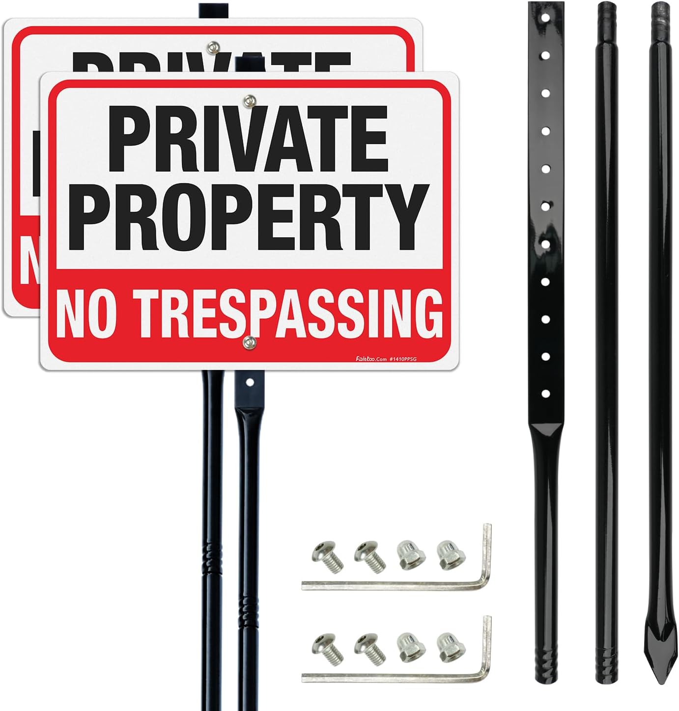 Letrero No Trespassing con estaca metal 54" pack 2 aluminio