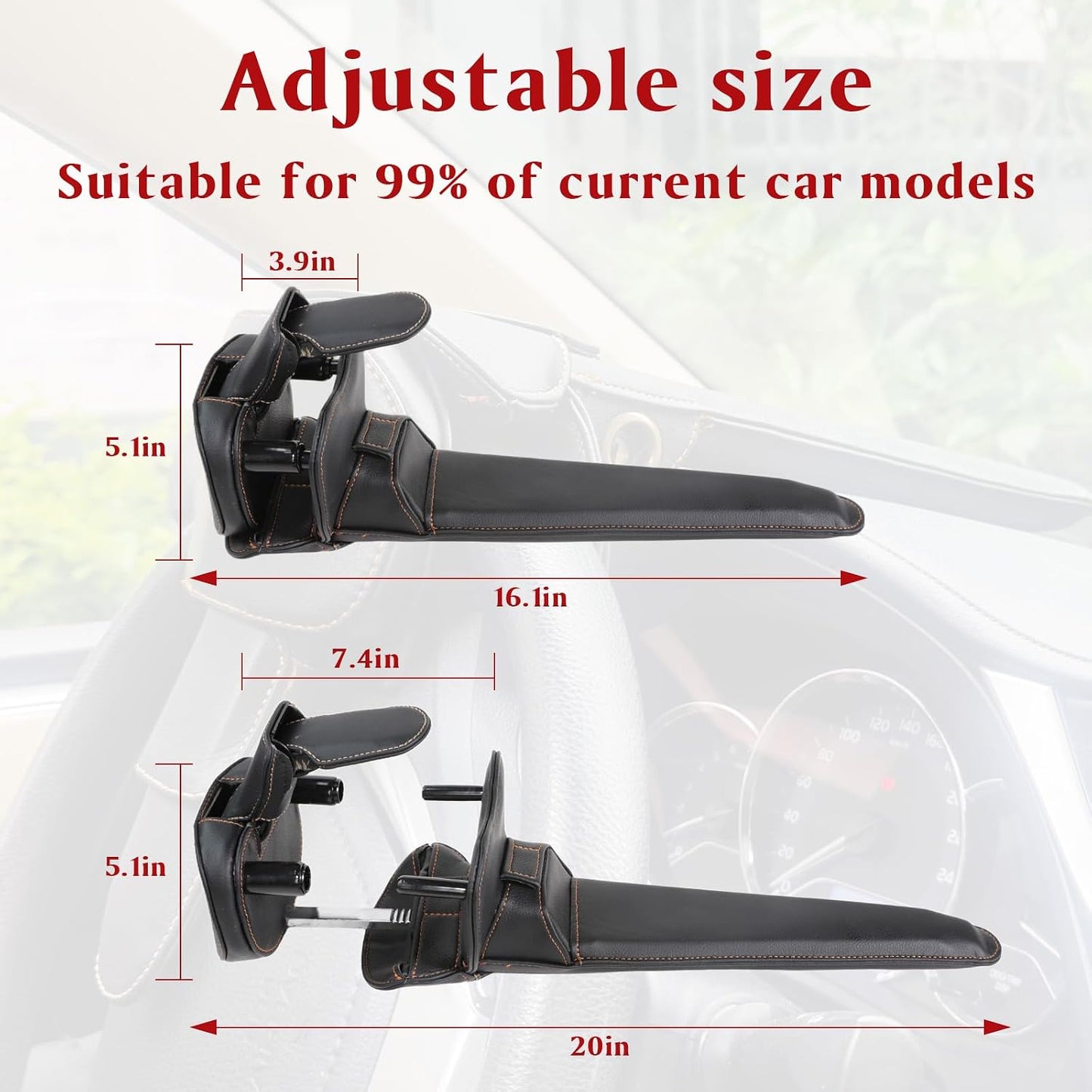 Candado cuero volante coche antirrobo ajustable con 2 llaves