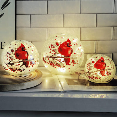 Lámpara esfera LED vidrio rojo manchado decorativa