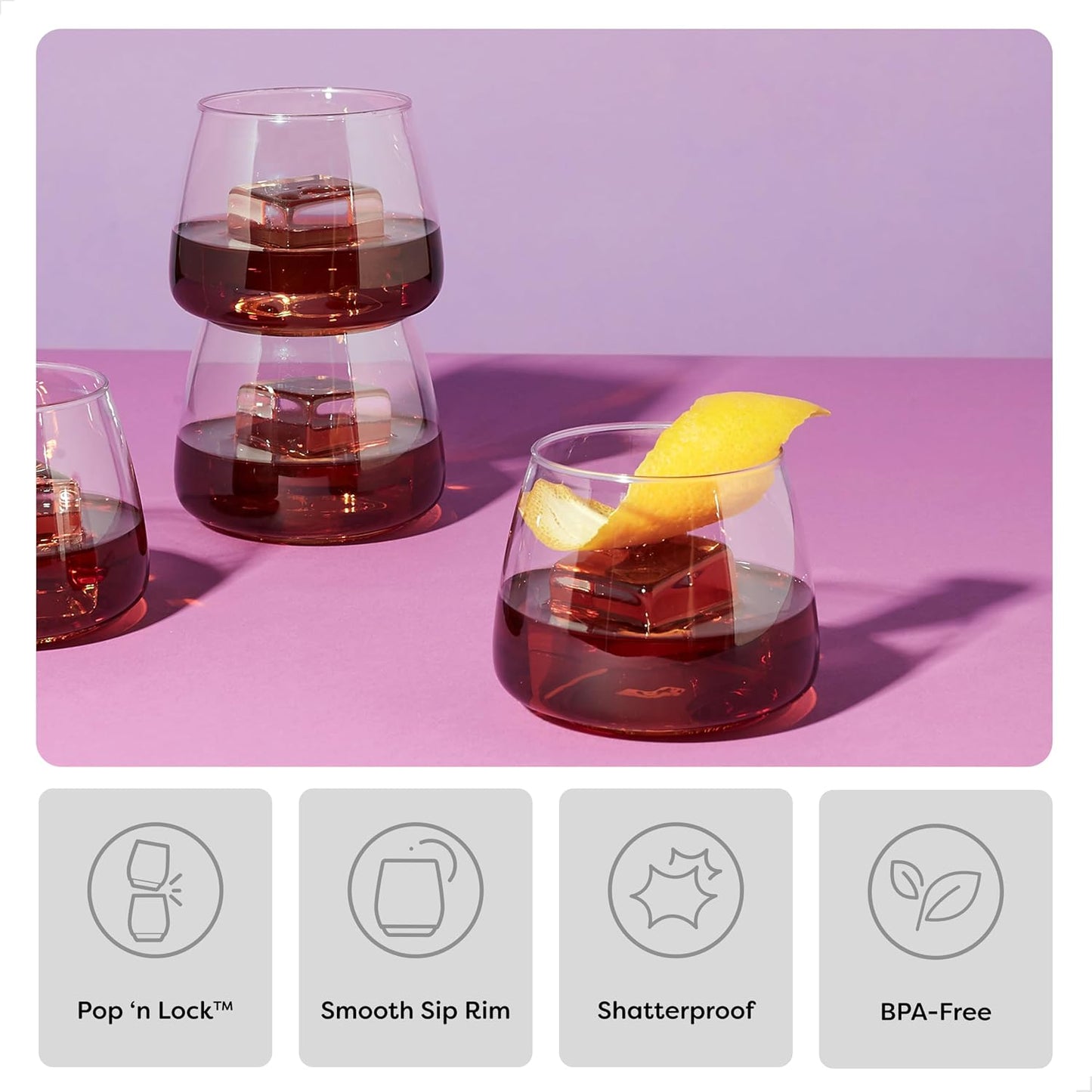 Set 12 Vasos Plástico Transparente 12oz para Cócteles