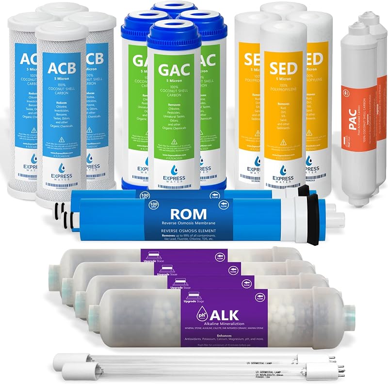 Set filtros ósmosis inversa 22 pzas membrana RO 100 GPD