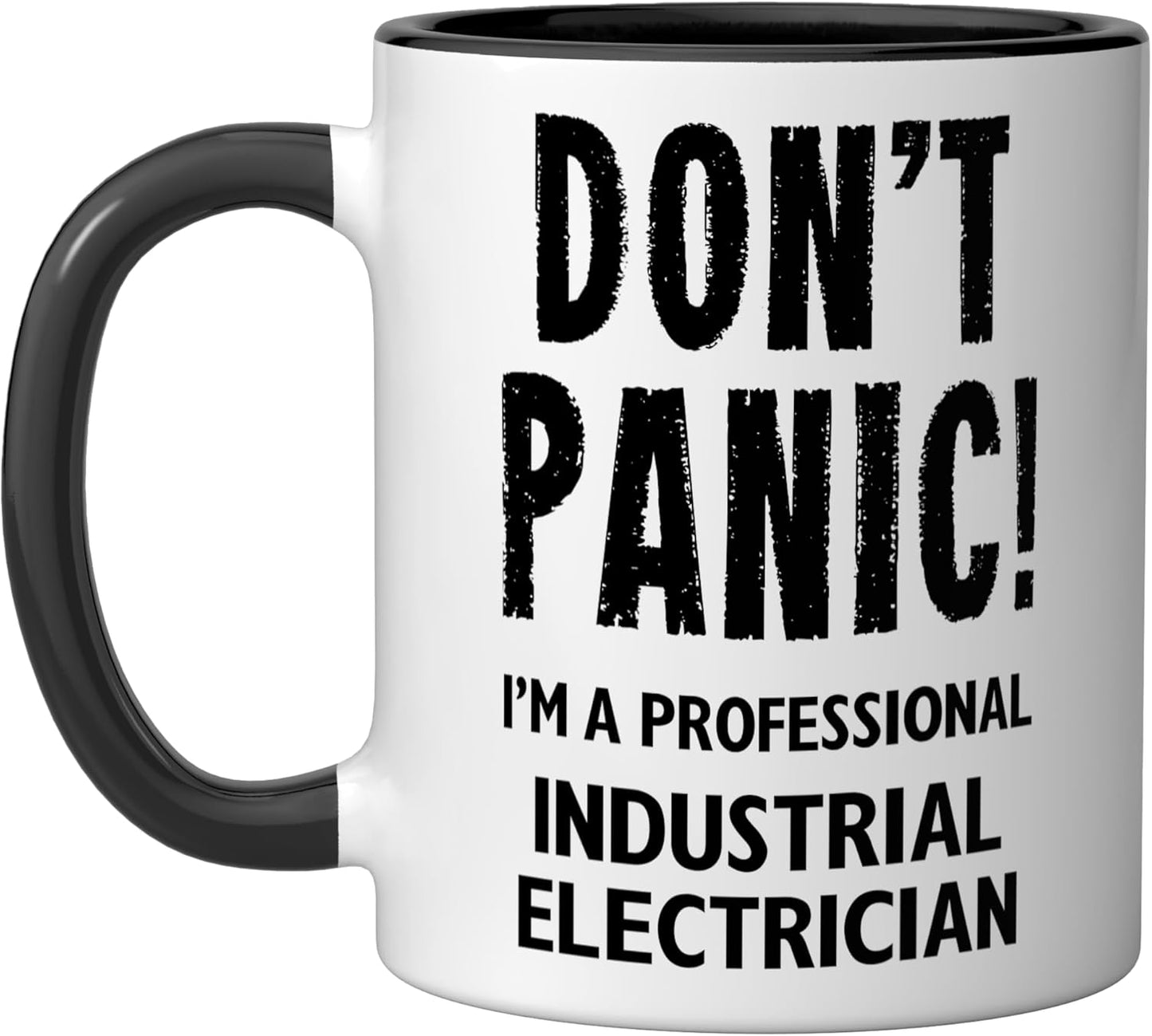 Taza Cerámica para Electricista Industrial Negro/Blanco