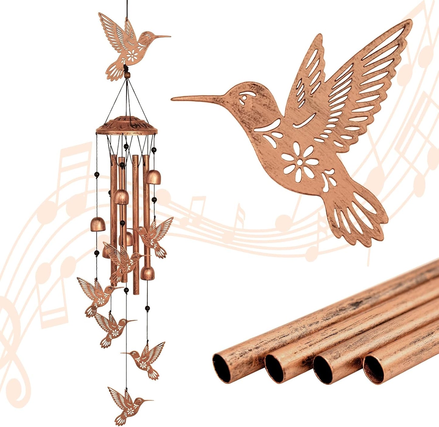 Carillón colibrí metal decoración jardín regalo cumpleaños