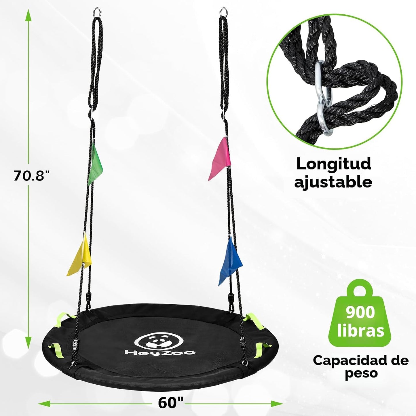 Columpio platillo 60pulg para toda la familia 900lb patio