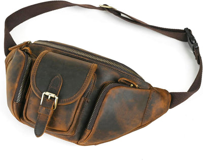 Bolsa cintura cuero Crazy Horse senderismo con cinturón
