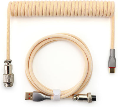 Cable tipo C a USB A manga espiral conector metal beige