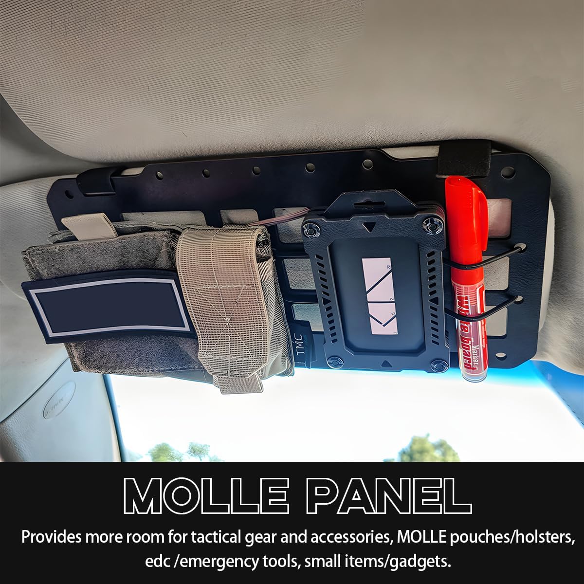 Panel rígido MOLLE para visera automóvil soporte táctico