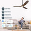 Ventilador techo 70pulg madera nogal 3 aspas luces app alexa