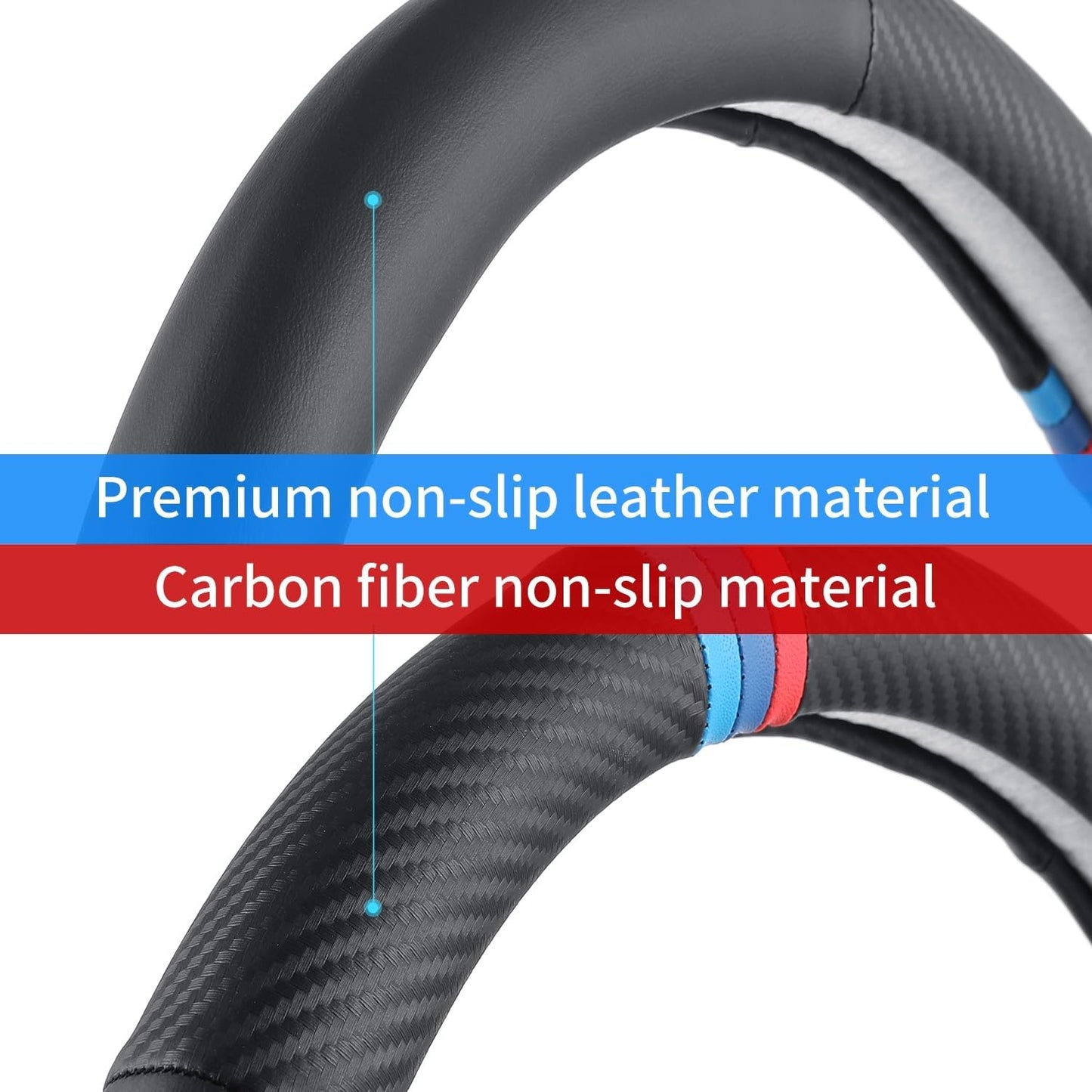 Funda volante fibra carbono cuero antiderrap 15"