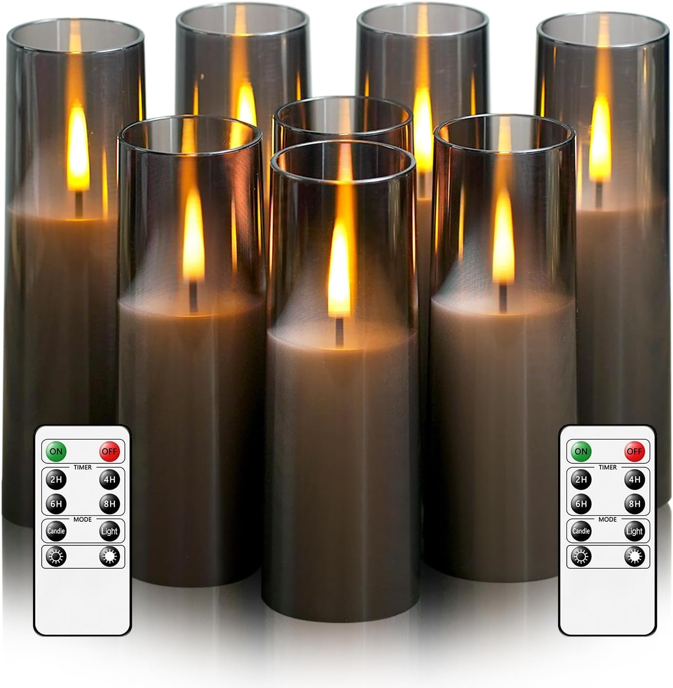 8 Velas Led Parpadeantes Acrílico Control Remoto Hogar Boda
