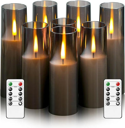8 Velas Led Parpadeantes Acrílico Control Remoto Hogar Boda