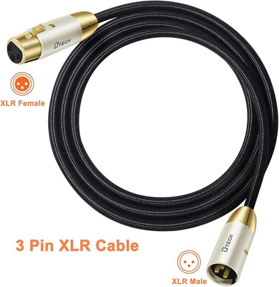 Cable XLR macho a hembra 3 pies para micrófono y PA
