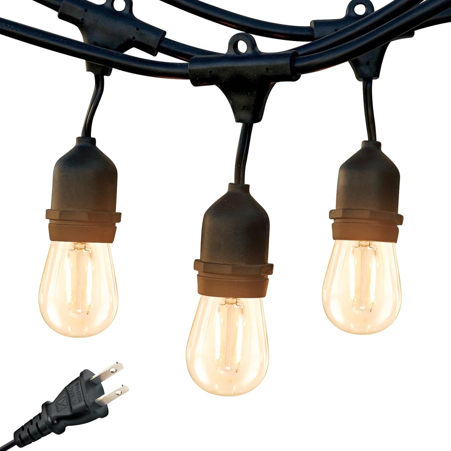 Cadena luces LED impermeables patio 48ft bombillas vintage Edison