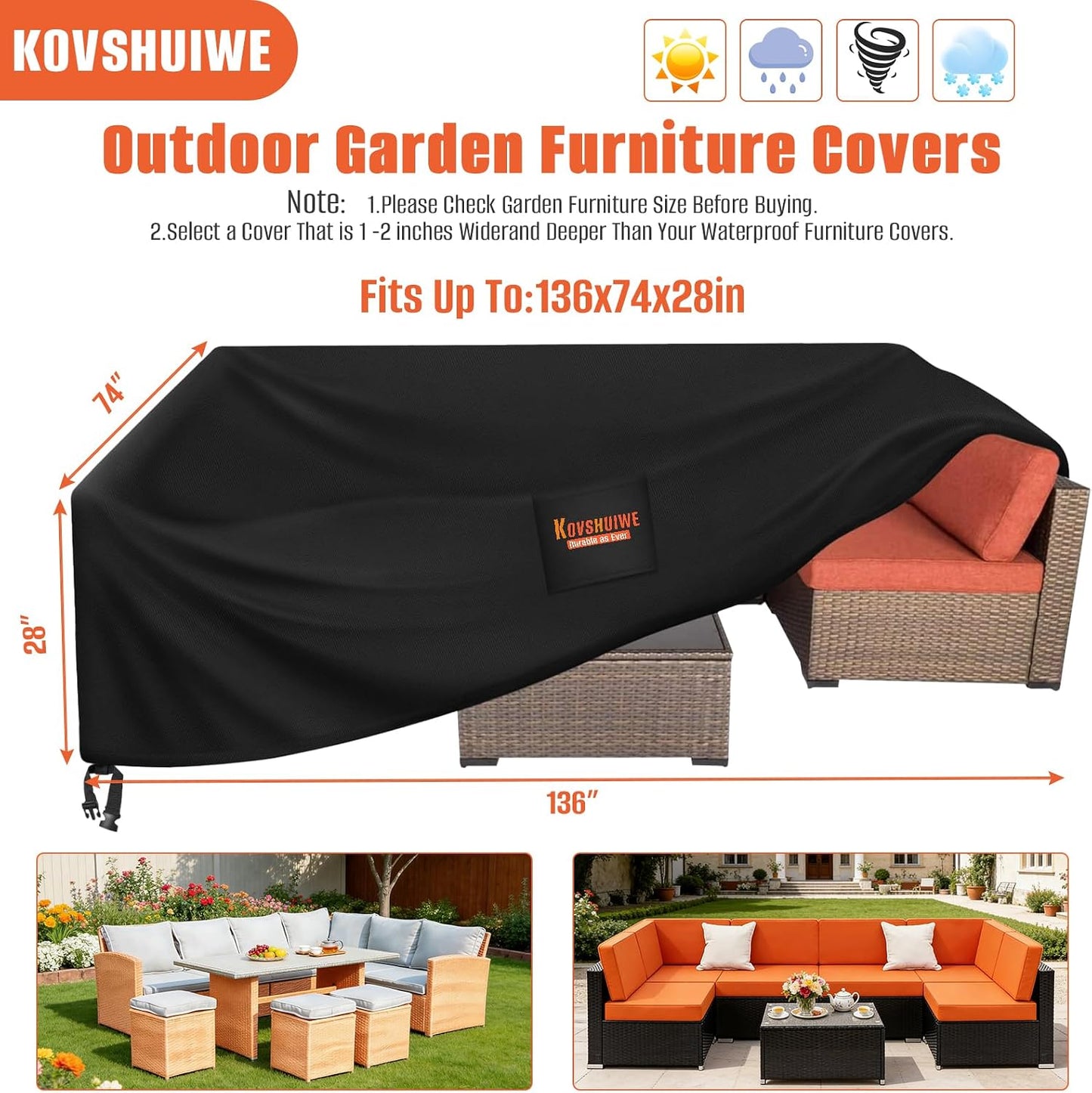 Funda mesa silla patio 136x74" 600D impermeable