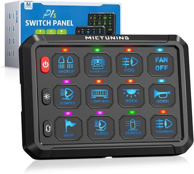 Panel interruptor 12 bandas multifunción con caja fusibles