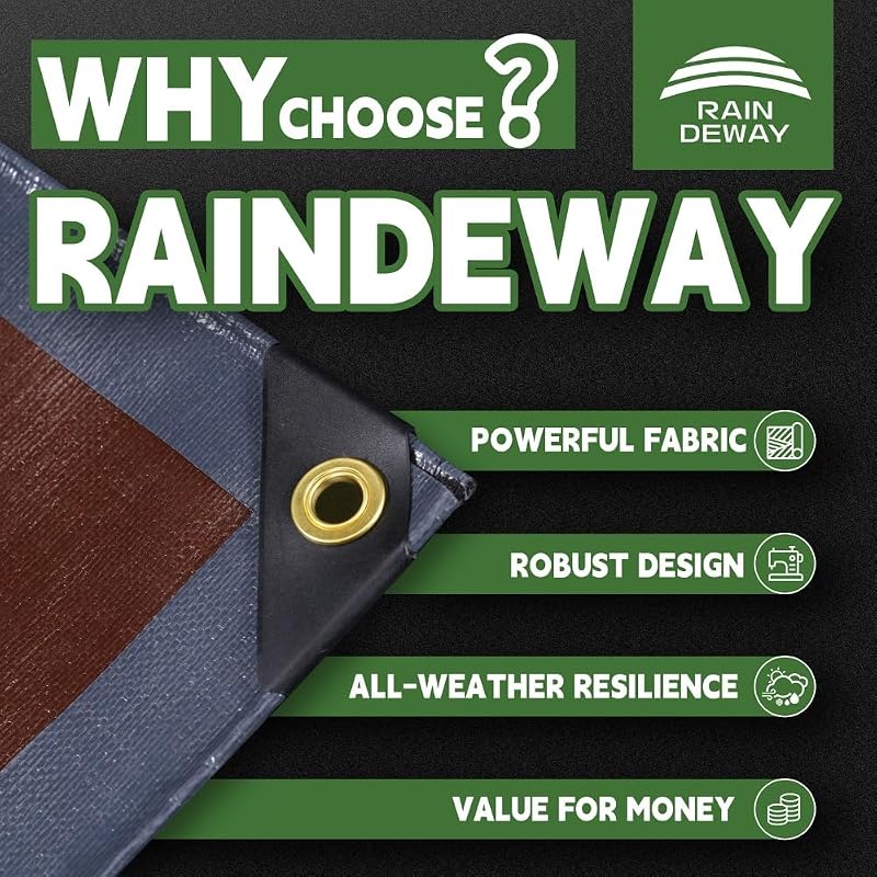 Lona 20x30ft resistente UV impermeable con ojales marrón y