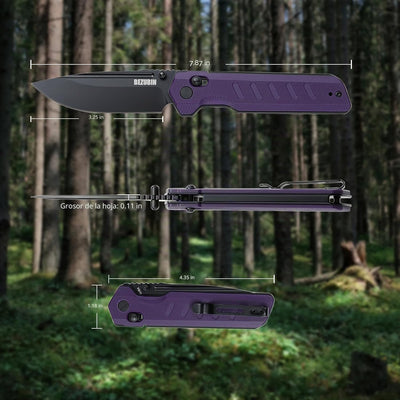 Cuchillo plegable EDC VG10 3.25" mango G10 púrpura
