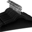 50 Perchas Terciopelo Flocado con Ganchos Inox Negro