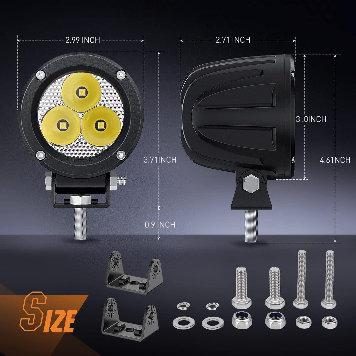 2 Focos LED redondos 3" antiniebla 1550LM para motocicleta