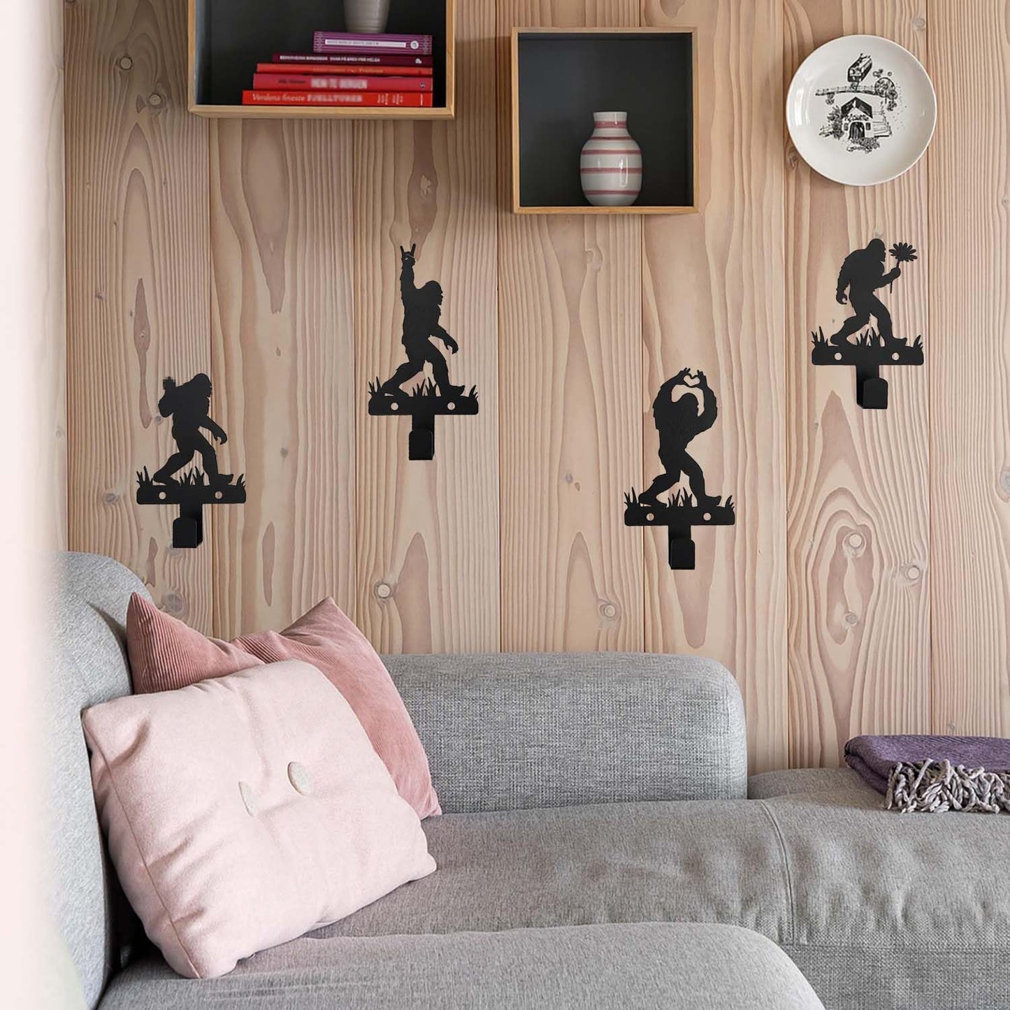 Set 4 ganchos Bigfoot para decorar pared sala patio