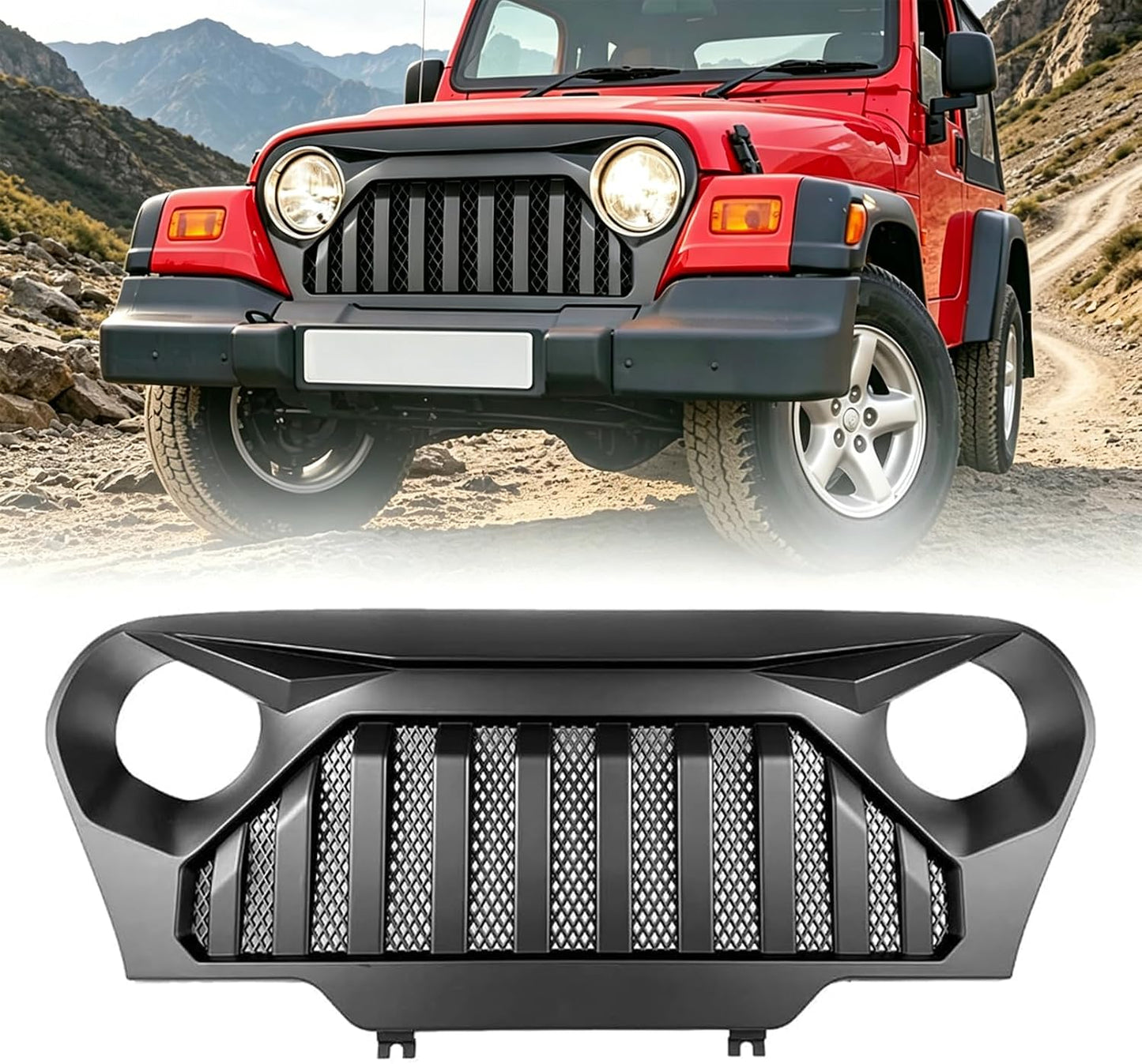 Parrilla negra mate Jeep Wrangler TJ Gladiator Vader