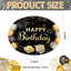 50 Platos Papel Ovalados 10x12pulg Negros y Dorados para Fiesta