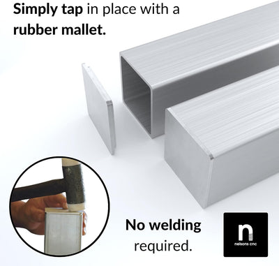4 Tapas Tubo Cuadrado 2x2pulg Aluminio Espesor 0.093