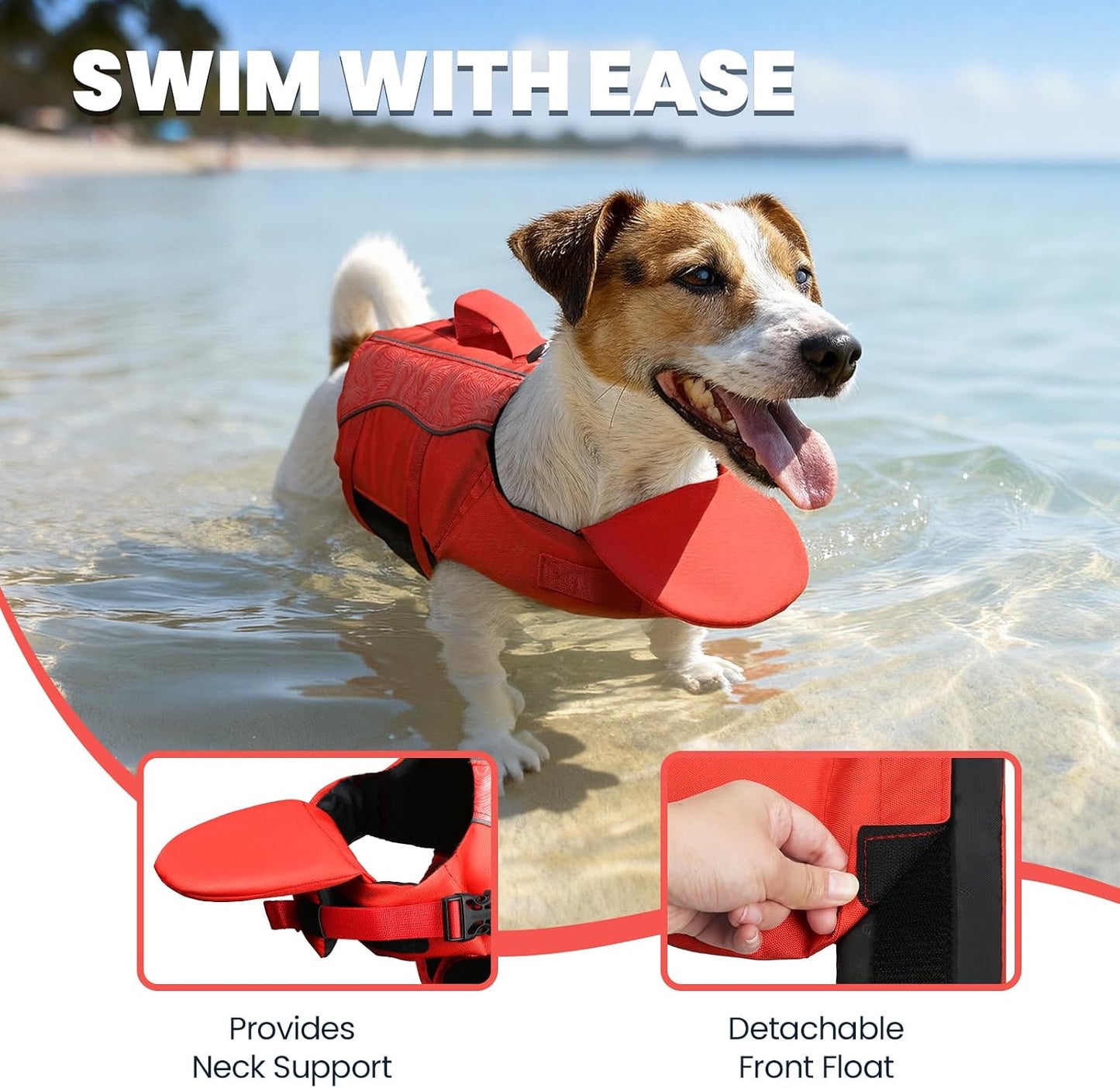 Chaleco flotador perro con asa tejido ripstop