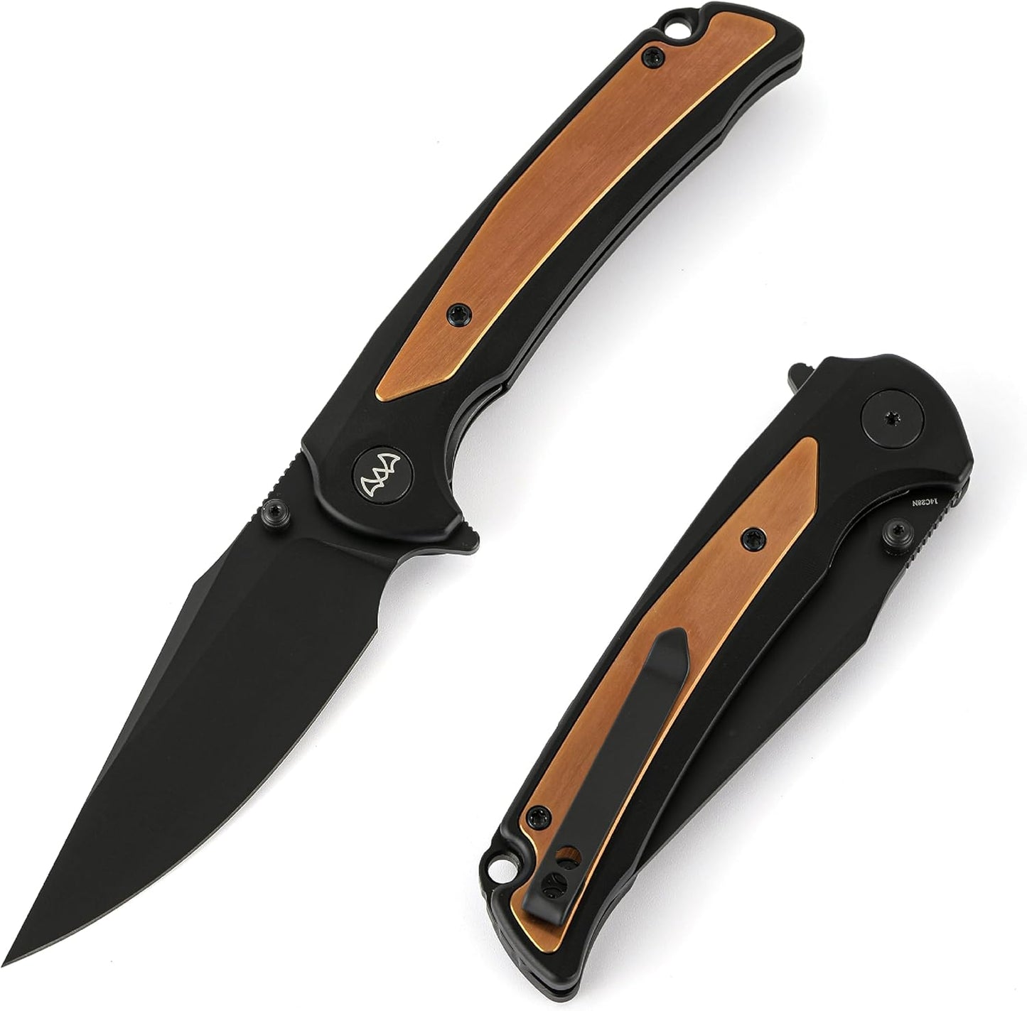 Cuchillo plegable aluminio 14c28n mango acero para camping