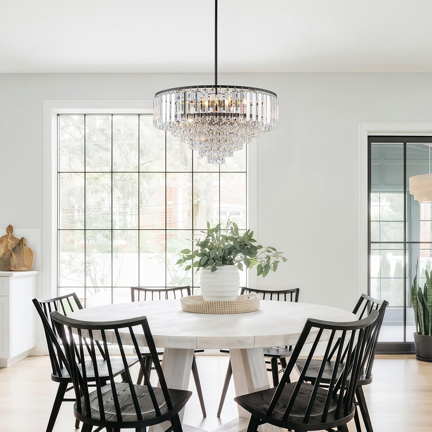 Candelabro cristal negro 20pulg 5 luces comedor