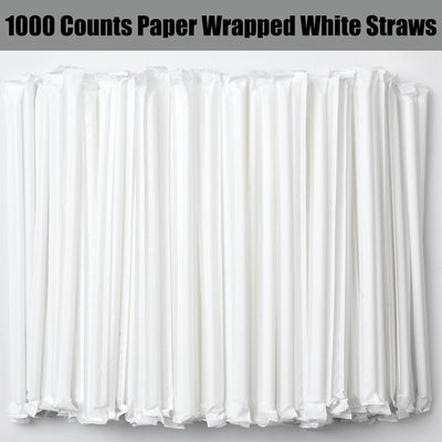 1000 Popotes Flexibles Plástico Blanco 7.75x0.23pulg