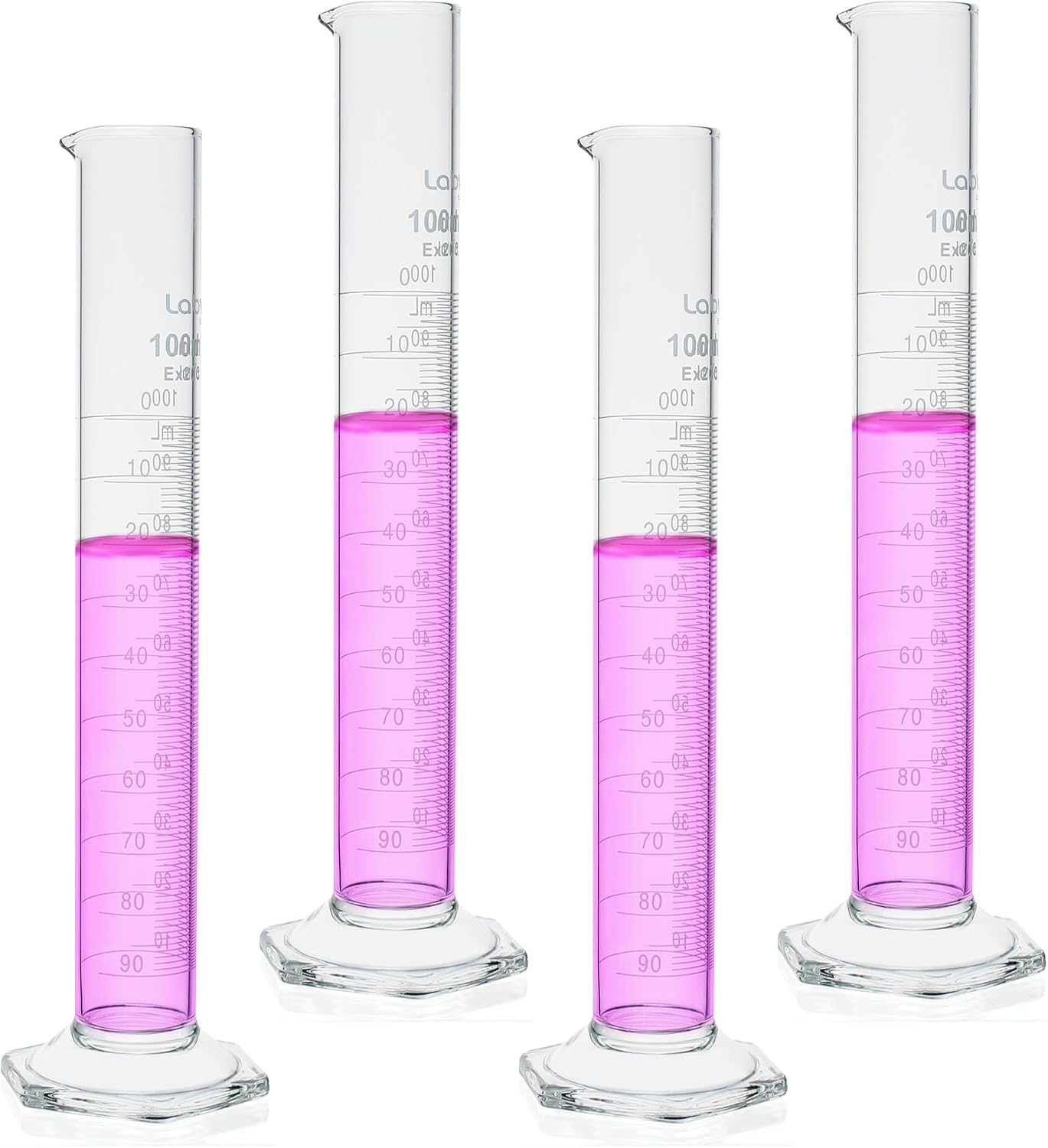 Set 4pcs Cilindros Vidrio Borosilicato 3.4oz Clase B
