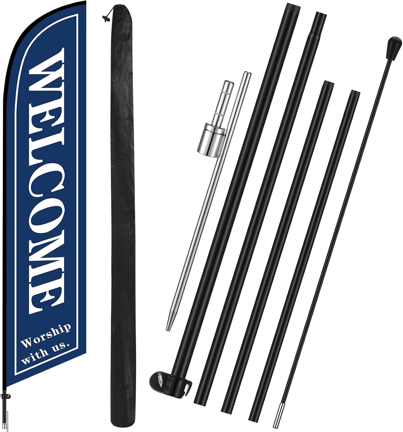 Bandera bienvenida iglesia 15ft con poste y pico