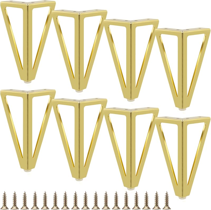 8 Pzas Patas Doradas Muebles 6pulg Triangulares Metal