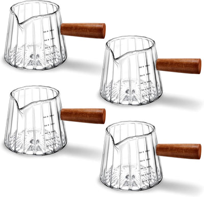 4 Tazas Chupito Café 6oz Vidrio Borosilicato Doble Graduación