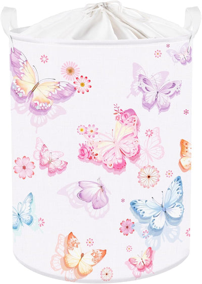Cesta ropa sucia bebé mariposa rosa/morado impermeable plegable