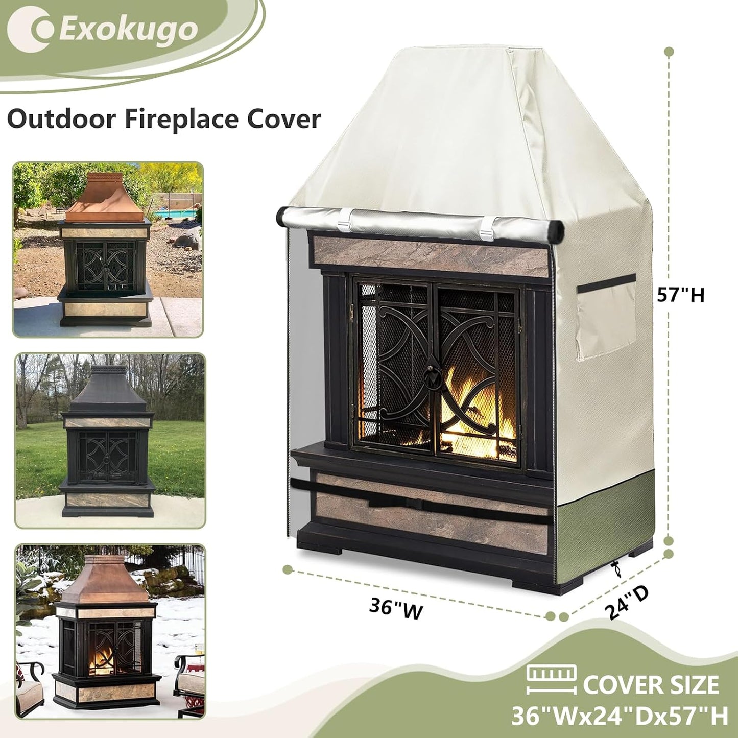 Cubierta chimenea exterior 600D Oxford 36x24x57"