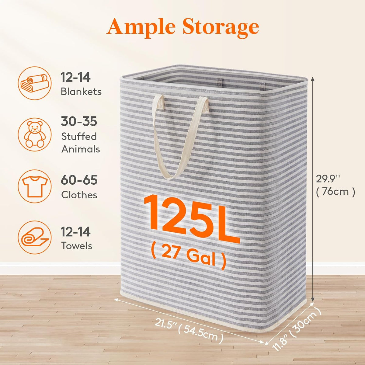 Bandeja lavandería 125L plegable con asas gris
