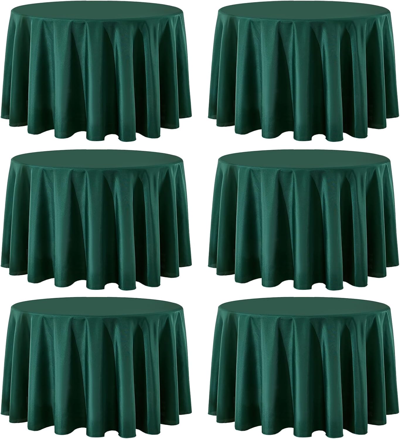 6 Manteles Redondos 108pulg Color Verde Oscuro Lino