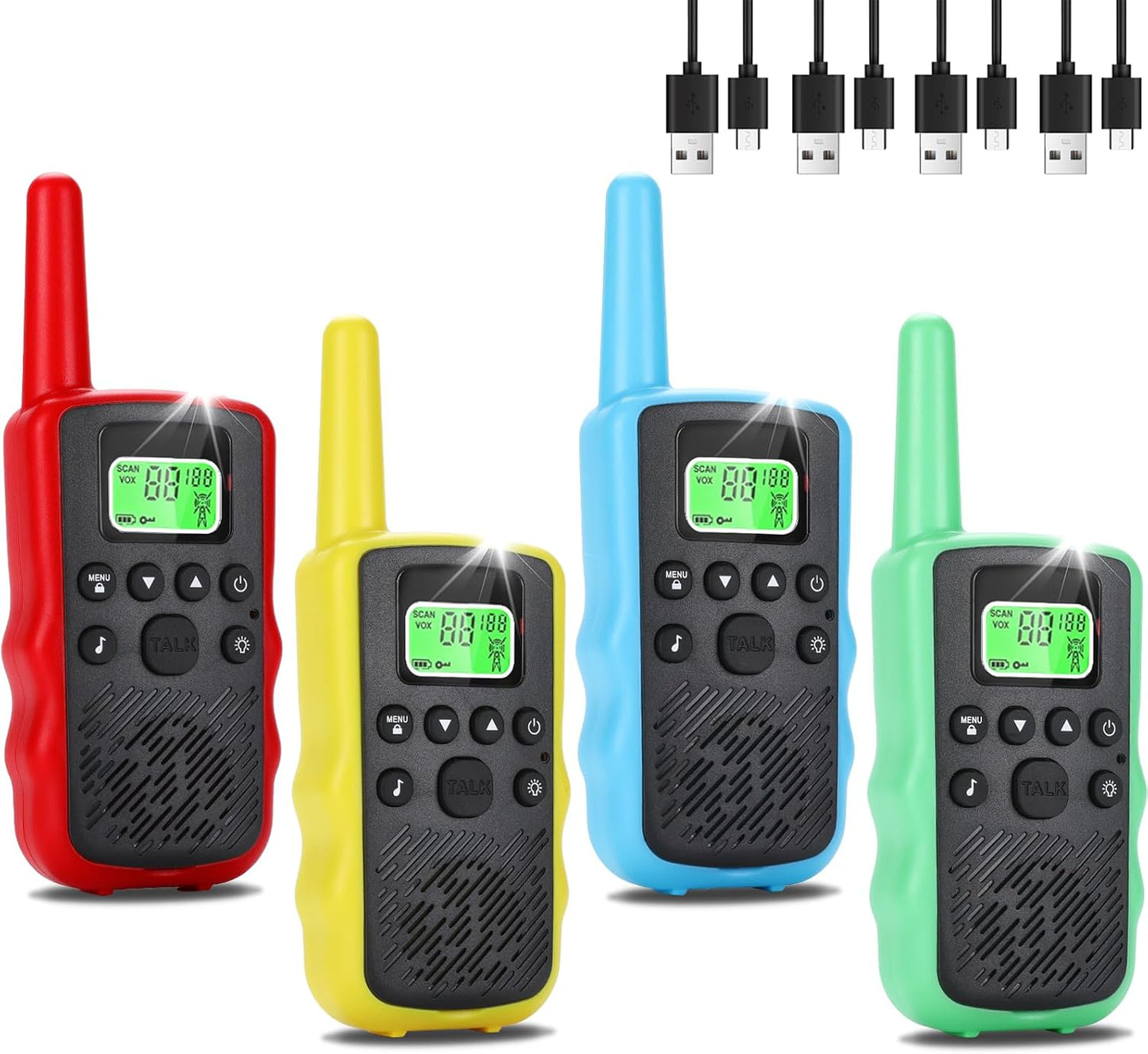 Walkie Talkies 22 canales FRS recargables con linterna LED