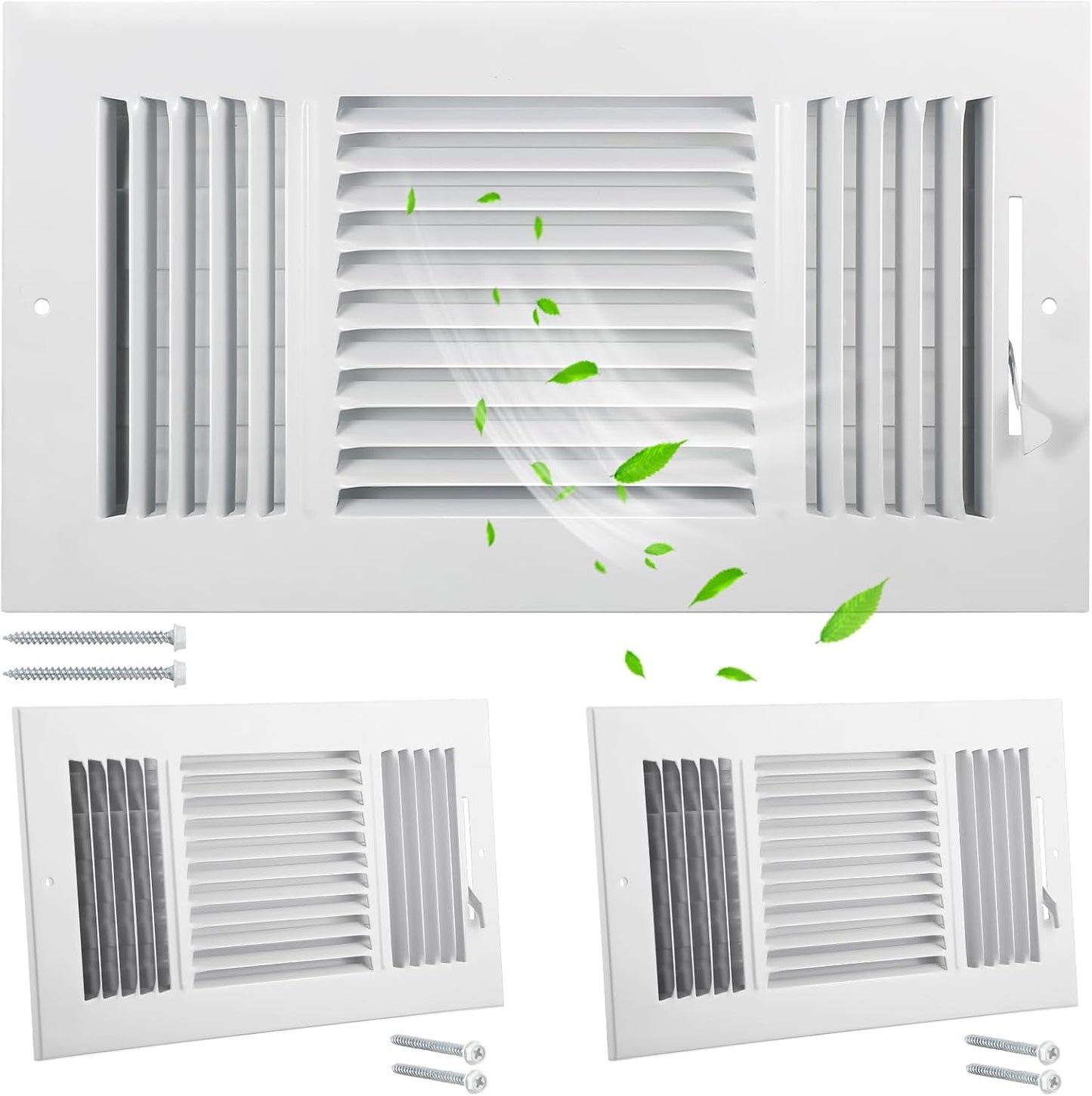 2 Cubiertas Ventilación 12x6pulg Regulador Manual Blanco