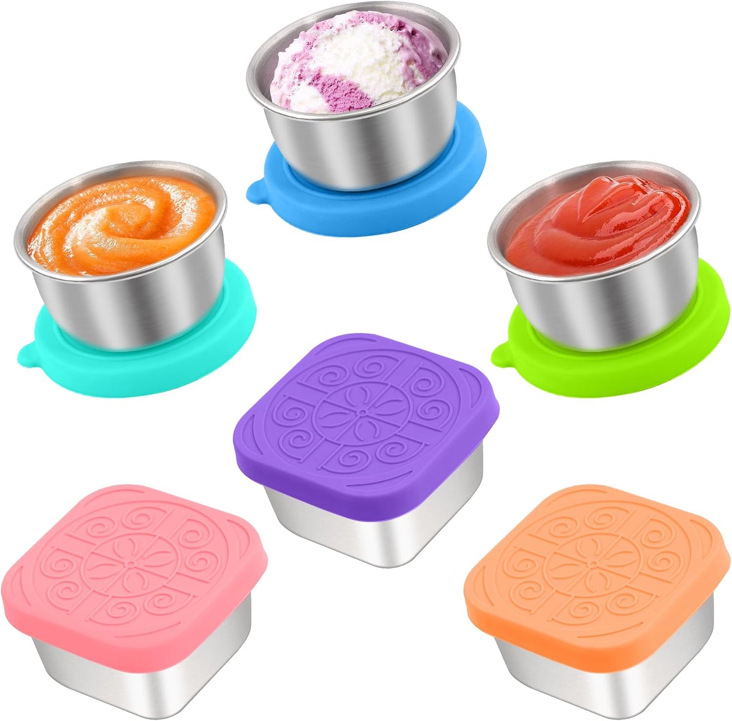 6 Pzas Recipientes Acero Inox para Ensalada Reutilizables
