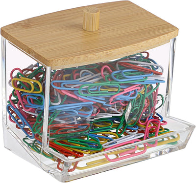 Soporte Qtip bambú acrílico grueso organiz. oficina