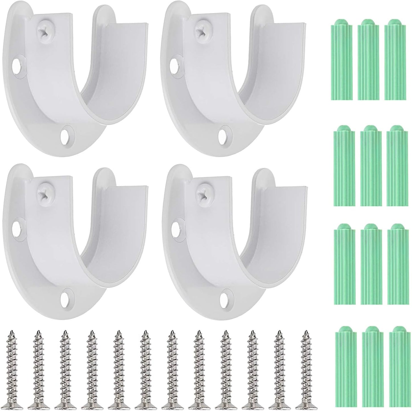 4 Soportes U Acero Inox Barra Armario 1.5" Blanco
