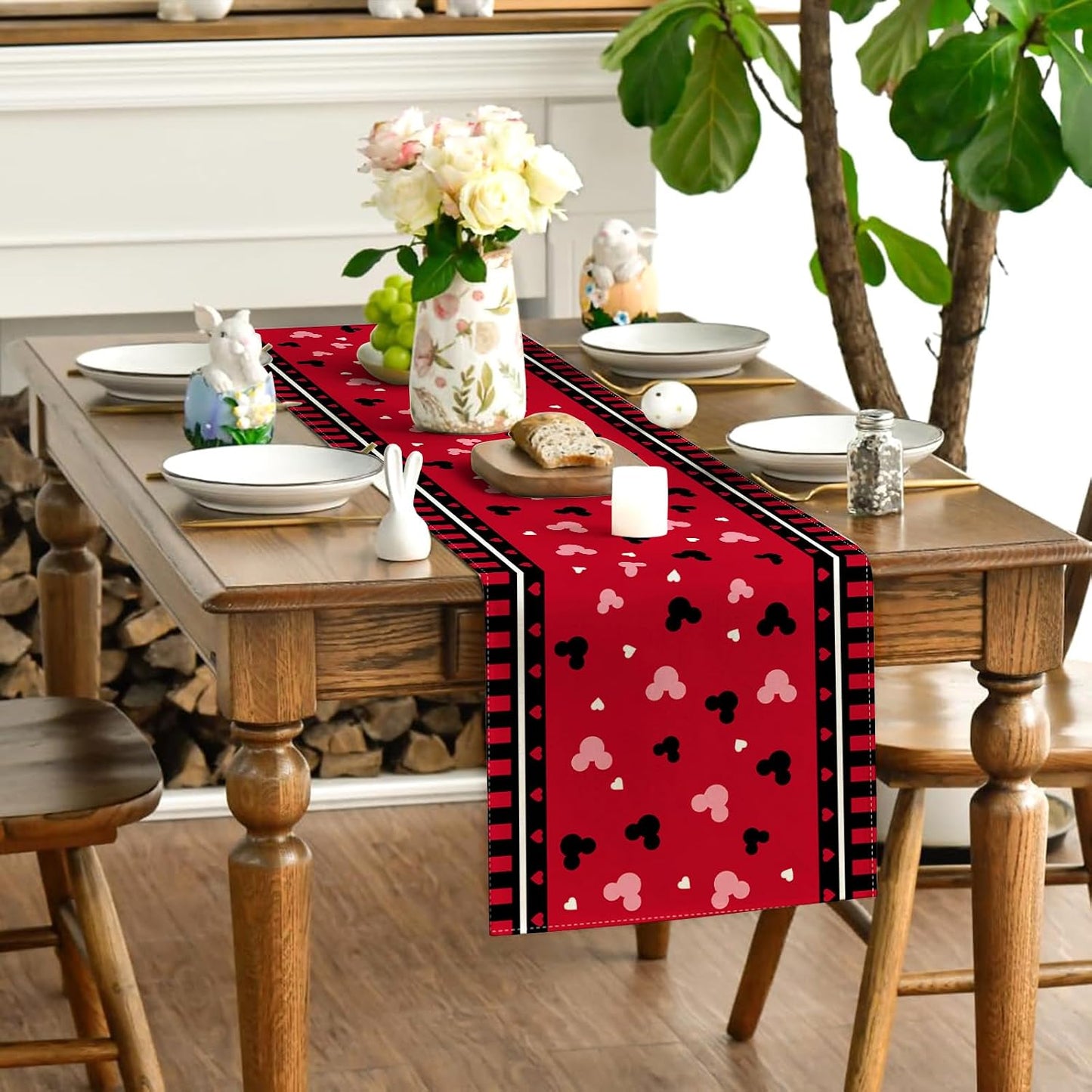 Decoración mesa San Valentín ratón rosa