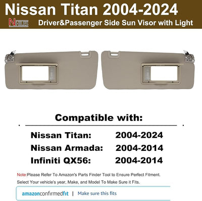 Visera solar con luz para Nissan Titan QX56 Armada 04-24