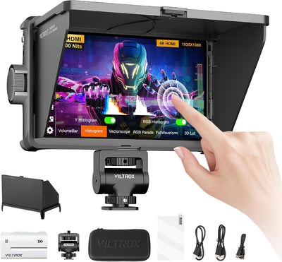 Monitor 7 pulg 4K 60Hz con pantalla táctil y capucha parasol