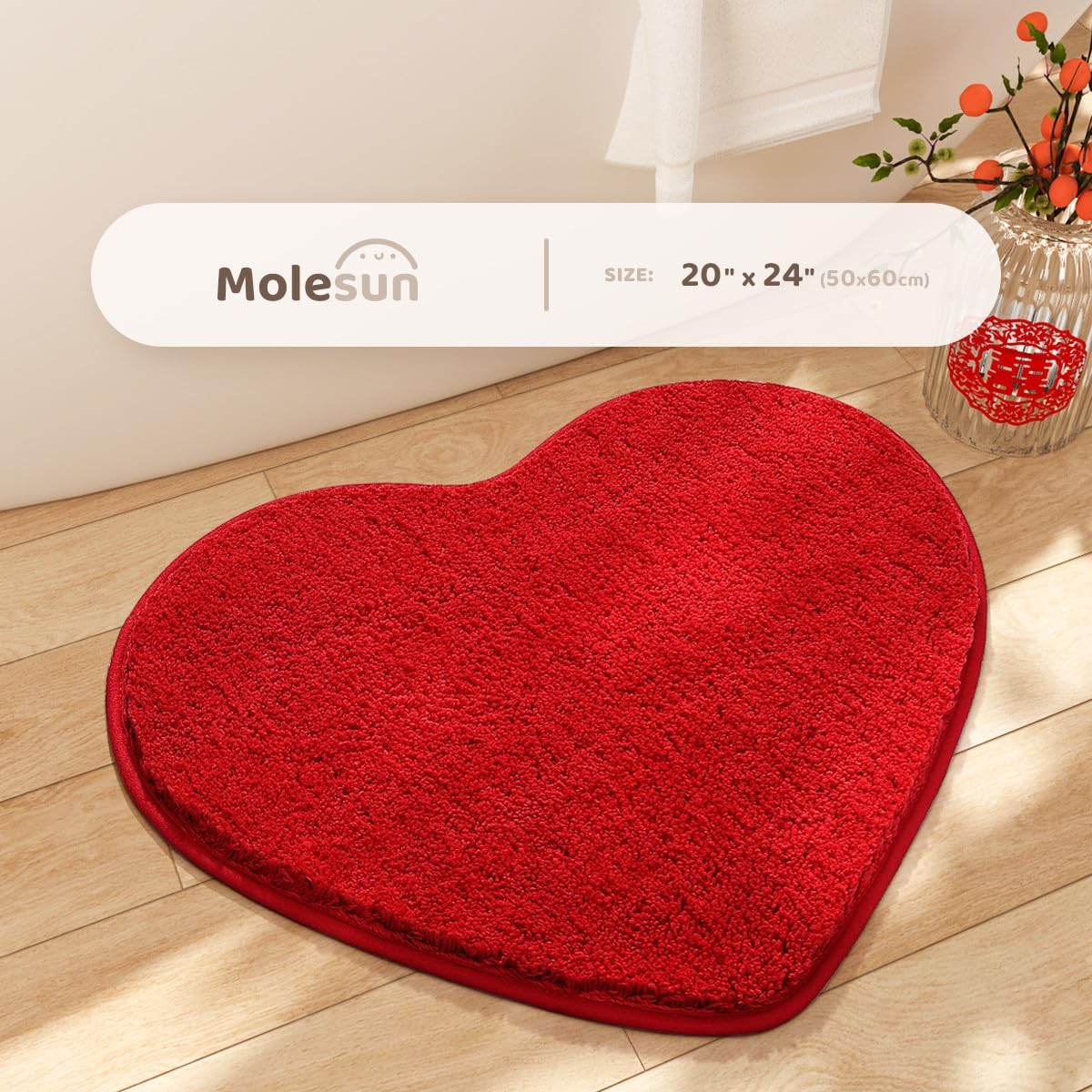 Tapete baño forma corazón microfibra suave para niños