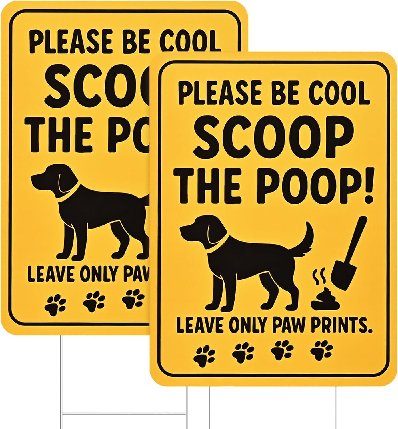 Letrero No Dog Poop 15x11" doble cara impermeable pack 2